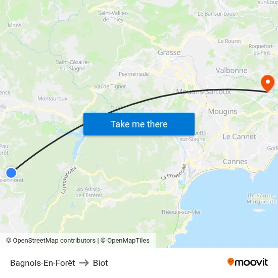 Bagnols-En-Forêt to Biot map