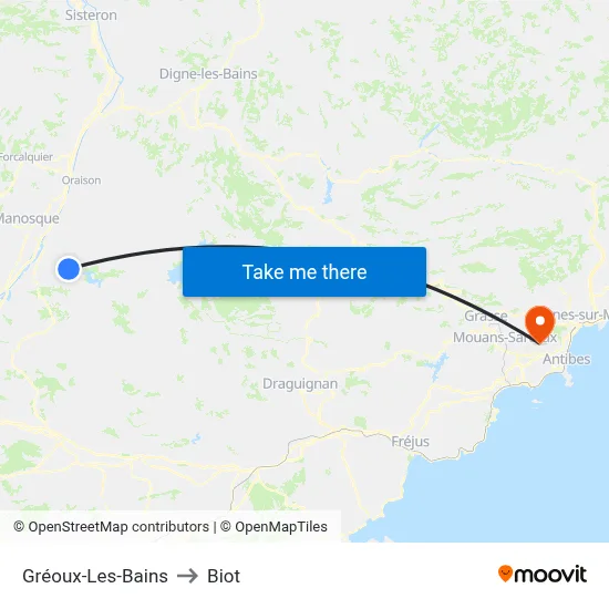 Gréoux-Les-Bains to Biot map