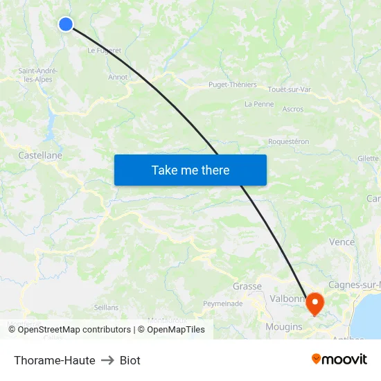 Thorame-Haute to Biot map