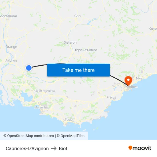Cabrières-D'Avignon to Biot map