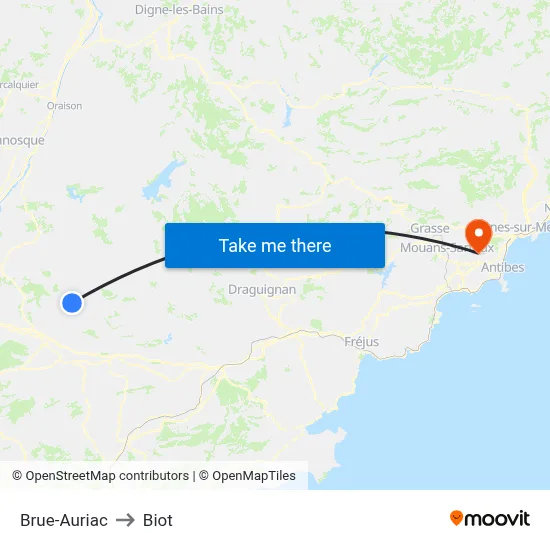 Brue-Auriac to Biot map