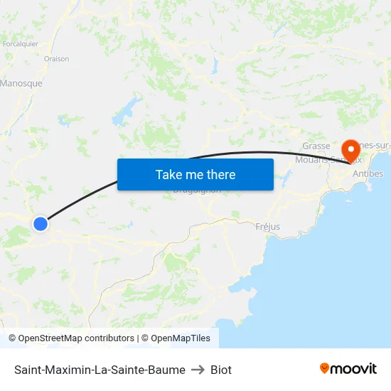Saint-Maximin-La-Sainte-Baume to Biot map