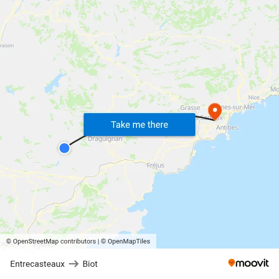 Entrecasteaux to Biot map