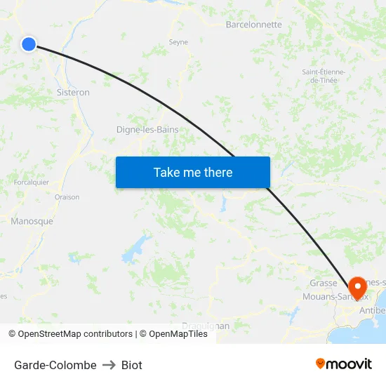 Garde-Colombe to Biot map