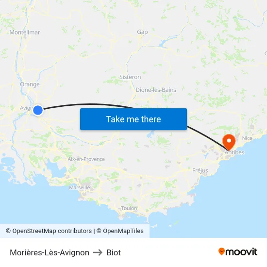 Morières-Lès-Avignon to Biot map