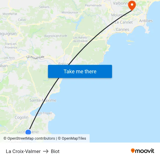 La Croix-Valmer to Biot map