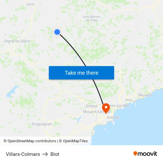 Villars-Colmars to Biot map