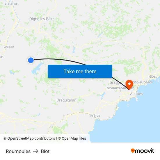 Roumoules to Biot map