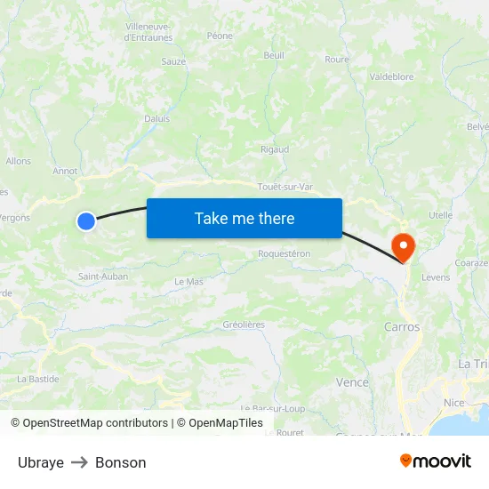 Ubraye to Bonson map