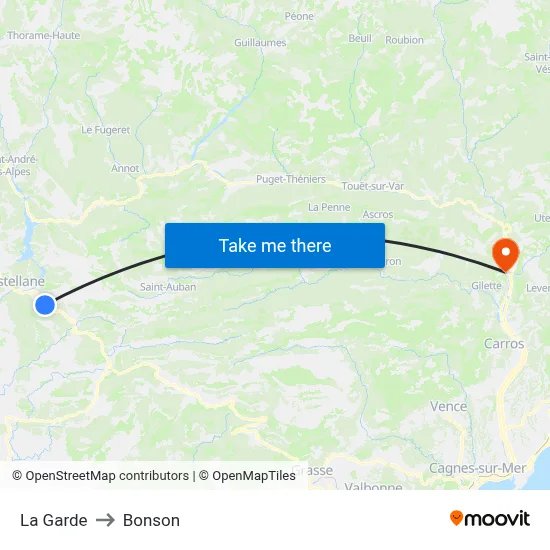La Garde to Bonson map