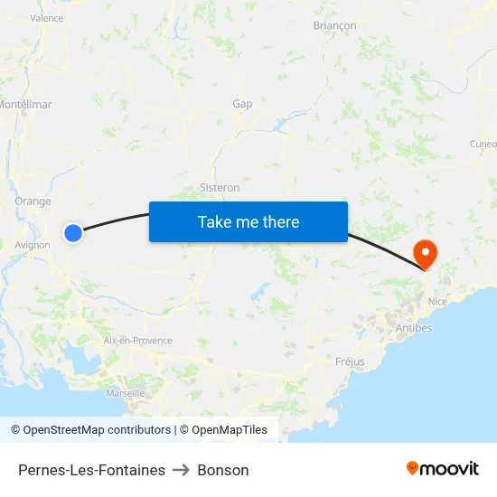 Pernes-Les-Fontaines to Bonson map