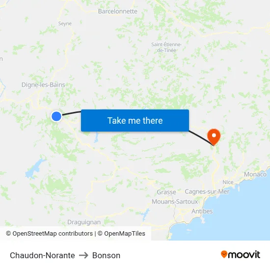 Chaudon-Norante to Bonson map