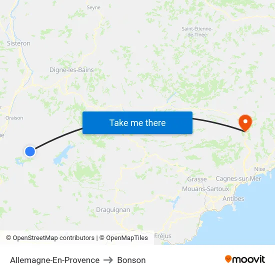 Allemagne-En-Provence to Bonson map