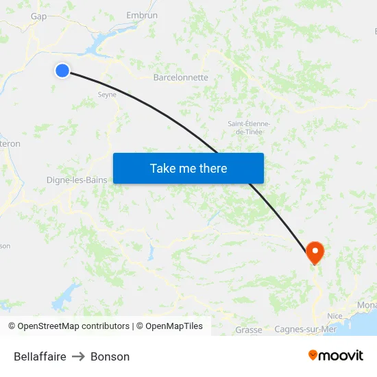 Bellaffaire to Bonson map