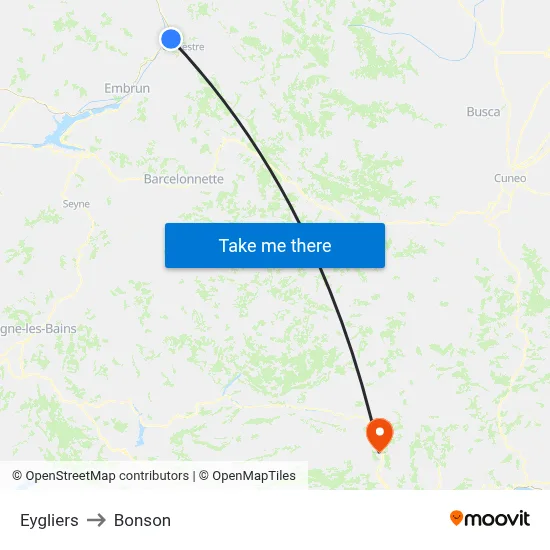 Eygliers to Bonson map