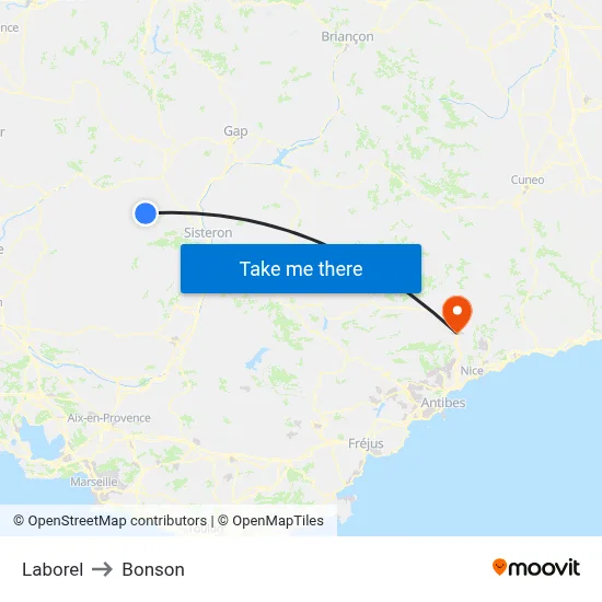 Laborel to Bonson map
