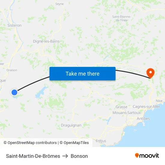 Saint-Martin-De-Brômes to Bonson map