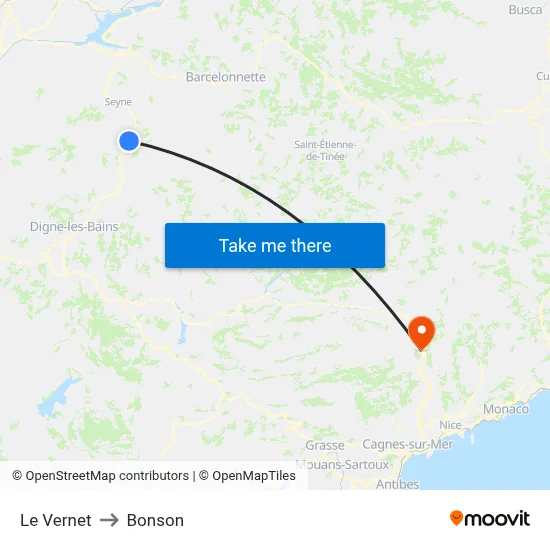 Le Vernet to Bonson map