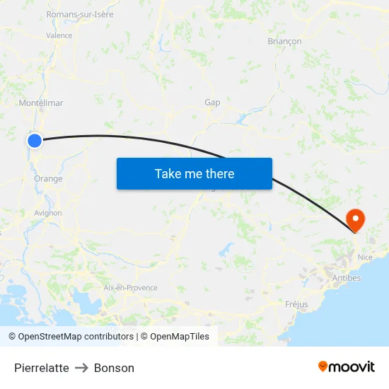 Pierrelatte to Bonson map
