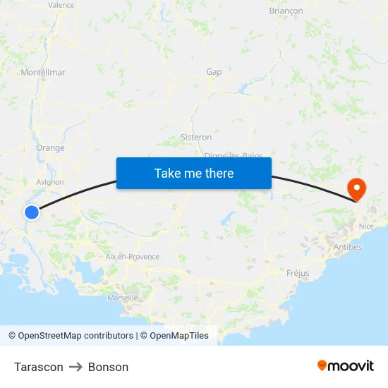 Tarascon to Bonson map