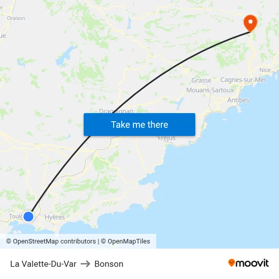 La Valette-Du-Var to Bonson map