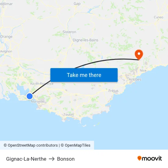 Gignac-La-Nerthe to Bonson map