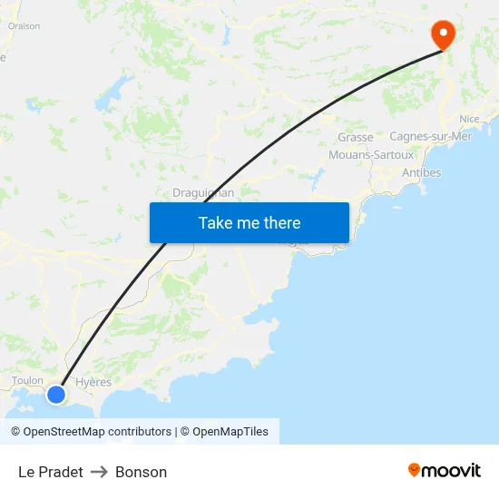 Le Pradet to Bonson map