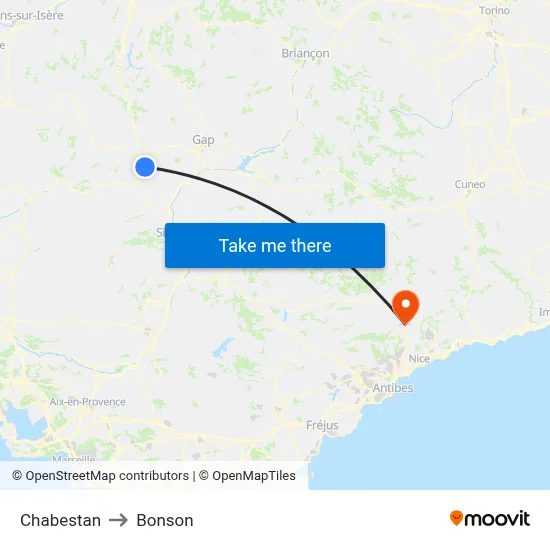 Chabestan to Bonson map