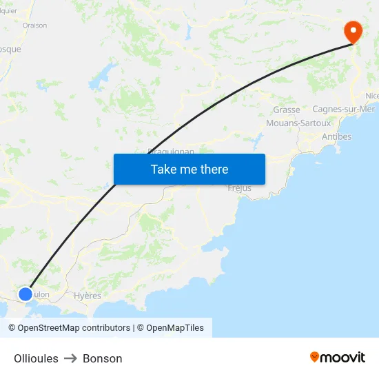 Ollioules to Bonson map