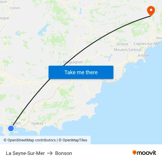La Seyne-Sur-Mer to Bonson map