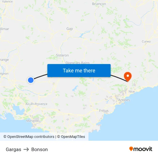 Gargas to Bonson map