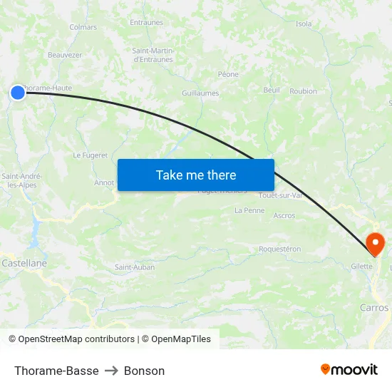 Thorame-Basse to Bonson map