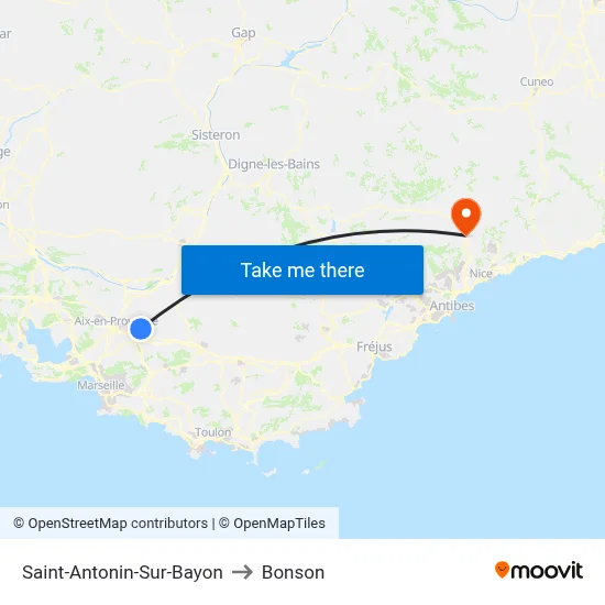 Saint-Antonin-Sur-Bayon to Bonson map
