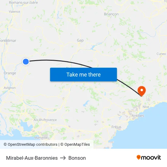 Mirabel-Aux-Baronnies to Bonson map