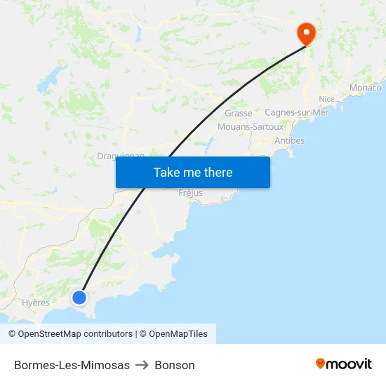 Bormes-Les-Mimosas to Bonson map