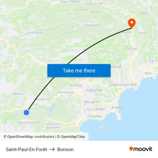 Saint-Paul-En-Forêt to Bonson map
