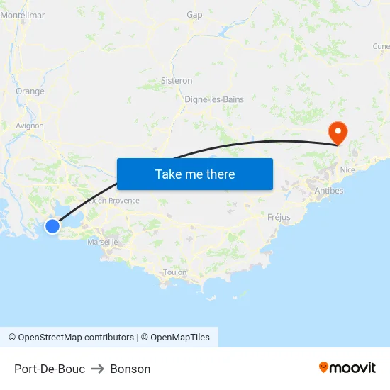 Port-De-Bouc to Bonson map