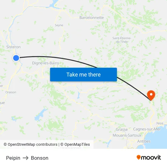 Peipin to Bonson map