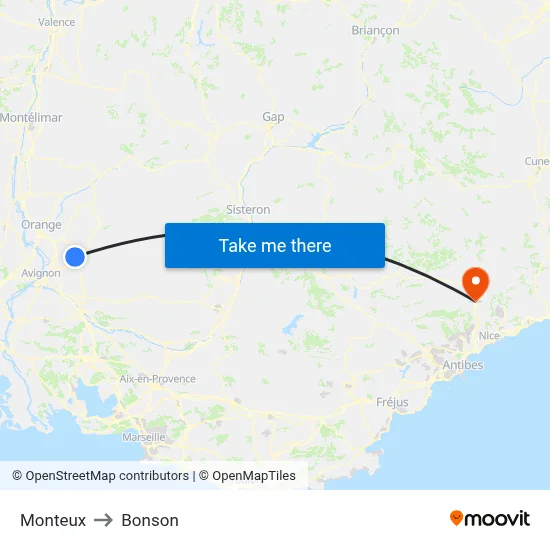 Monteux to Bonson map