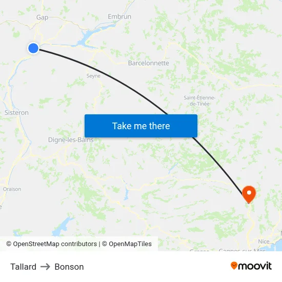 Tallard to Bonson map