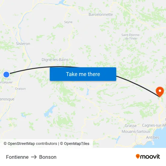 Fontienne to Bonson map