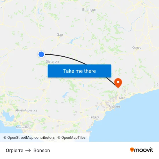 Orpierre to Bonson map