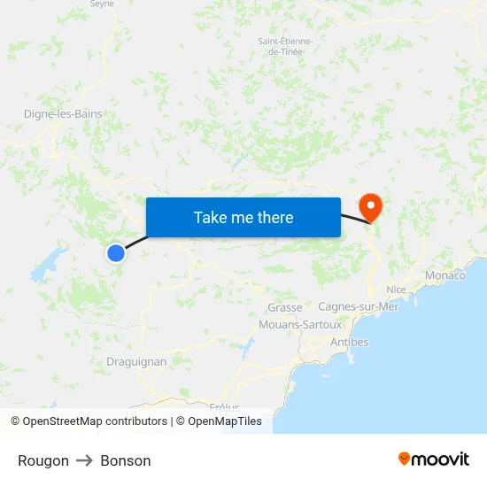 Rougon to Bonson map