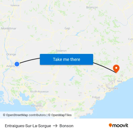Entraigues-Sur-La-Sorgue to Bonson map
