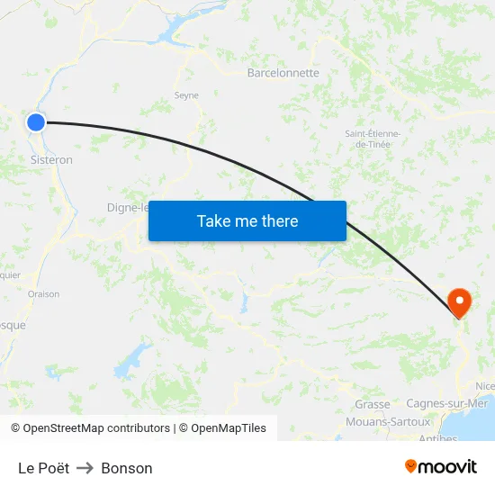 Le Poët to Bonson map