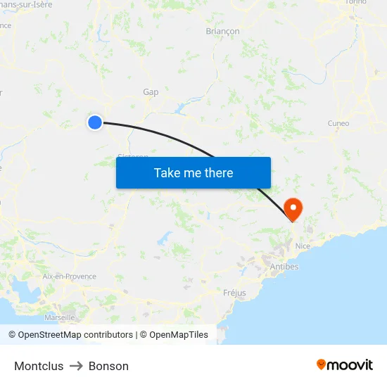 Montclus to Bonson map
