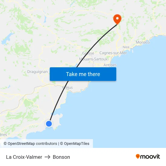 La Croix-Valmer to Bonson map
