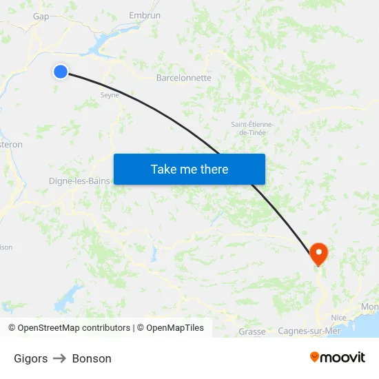 Gigors to Bonson map