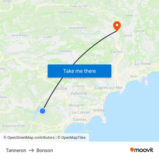 Tanneron to Bonson map