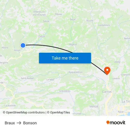 Braux to Bonson map